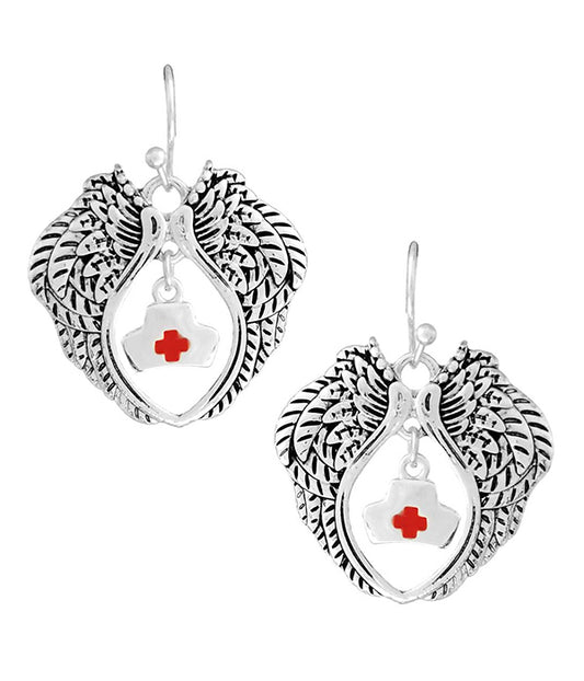 NURSE THEME ANGEL WING EARRING