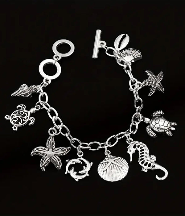 SEALIFE THEME MULTI CHARM TOGGLE BRACELET