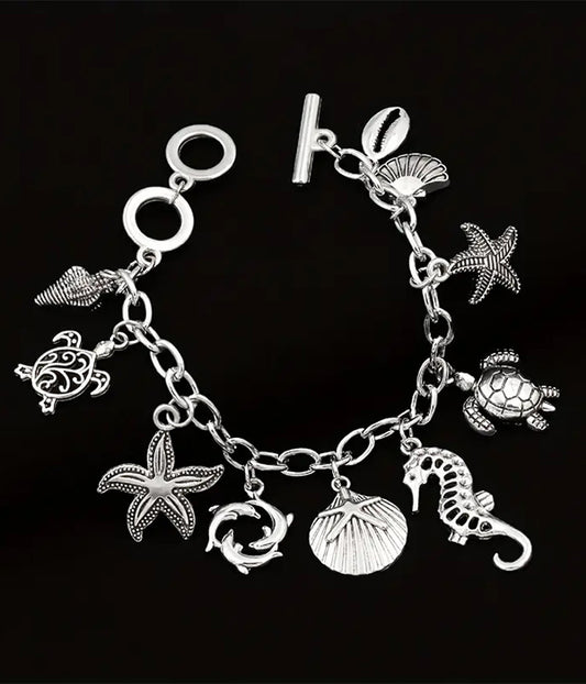 SEALIFE THEME MULTI CHARM TOGGLE BRACELET