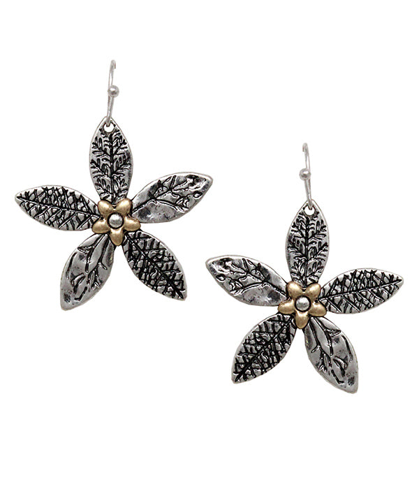 TEXTURED METAL FLOWER EARRING