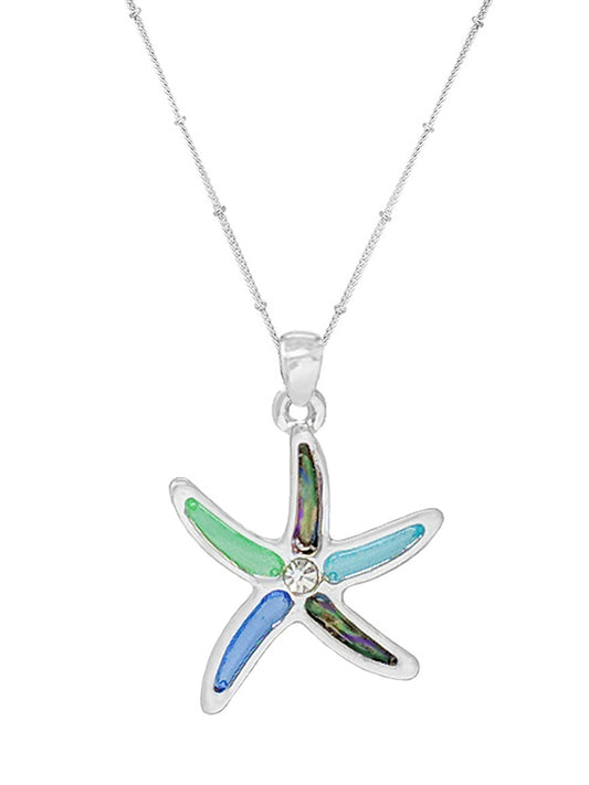 SEALIFE THEME EPOXY ABALONE NECKLACE - STARFISH