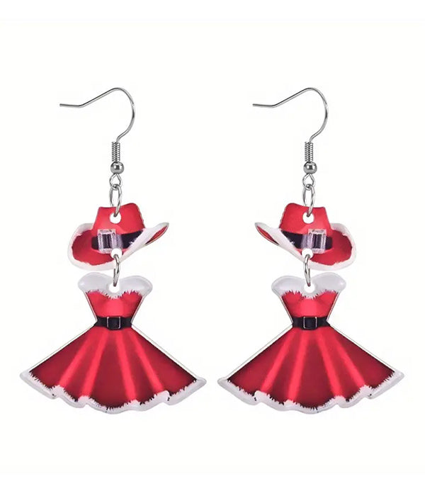 CHRISTMAS THEME RED HAT EARRING