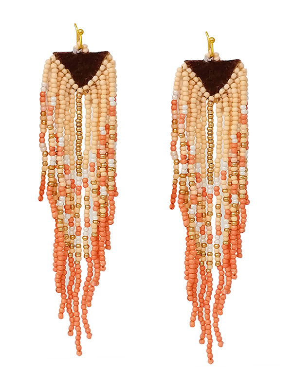 HANDMADE MULTI SEEDBEAD TASSEL DROP EARRING