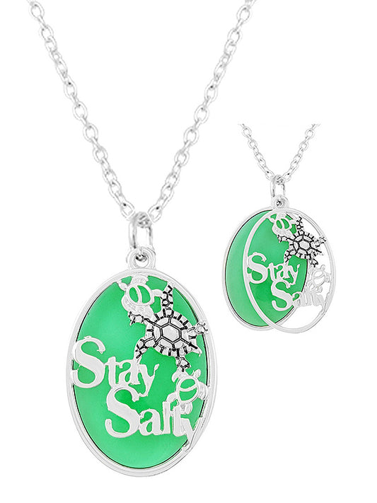 SEALIFE THEME SEA GLASS AND TURTLE PENDANT NECKLACE - STAY SALTY