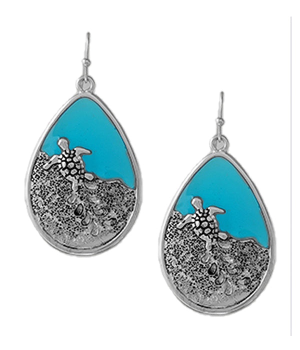 SEALIFE THEME TEARDROP EARRING - TURTLE