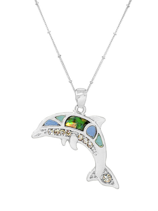 SEALIFE THEME EPOXY ABALONE NECKLACE - DOLPHIN