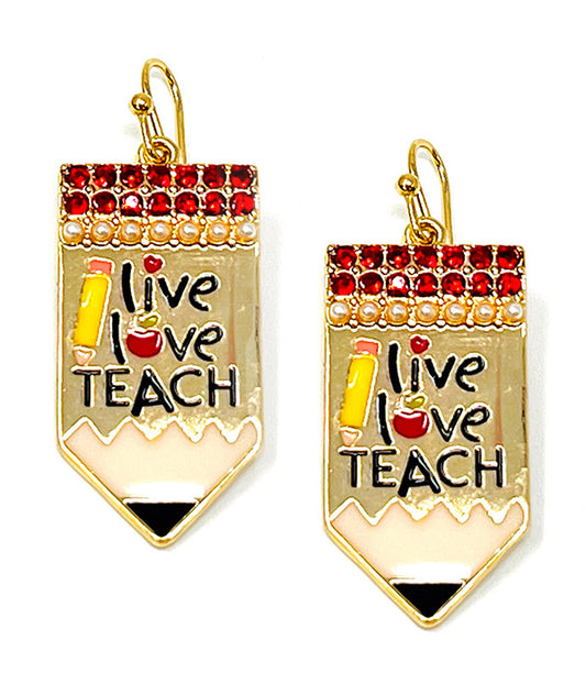 SCHOOL THEME PENCIL EARRING - LIVE LOVE TEACH
