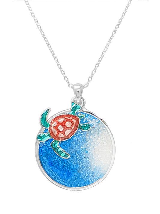 SEALIFE THEME EPOXY OCEAN NECKLACE - TURTLE