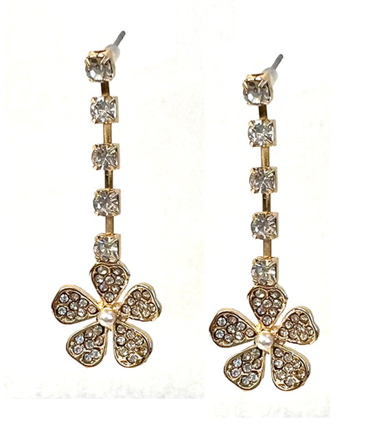 CRYSTAL FLOWER DROP EARRING