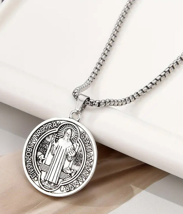 RELIGIOUS INSPIRATION MEDALLION PENDANT NECKLACE