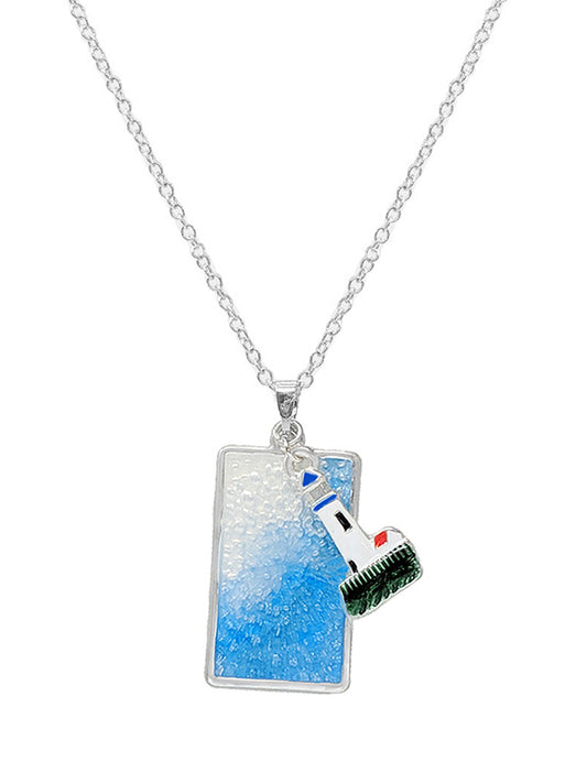 SEALIFE THEME EPOXY OCEAN NECKLACE - LIGHTHOUSE