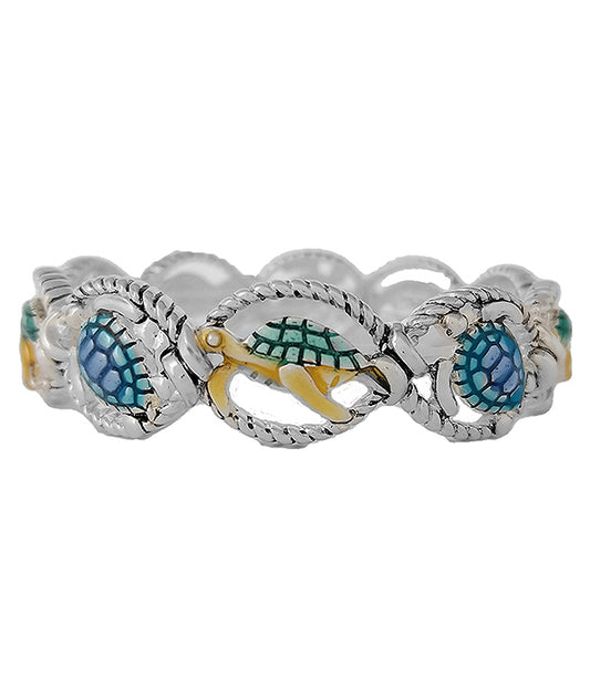 SEALIFE THEME ROPE TEXTURED STRETCH BRACELET - TURTLE