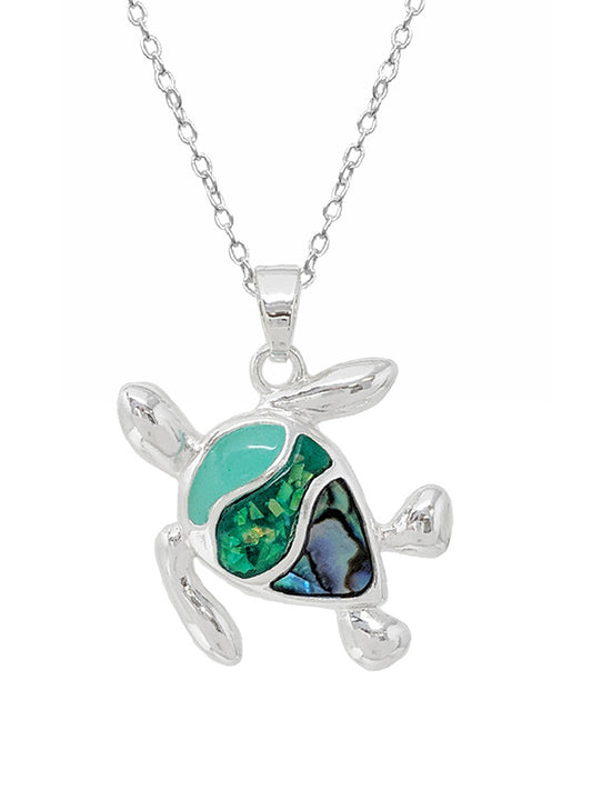 SEALIFE THEME EPOXY ABALONE NECKLACE - TURTLE