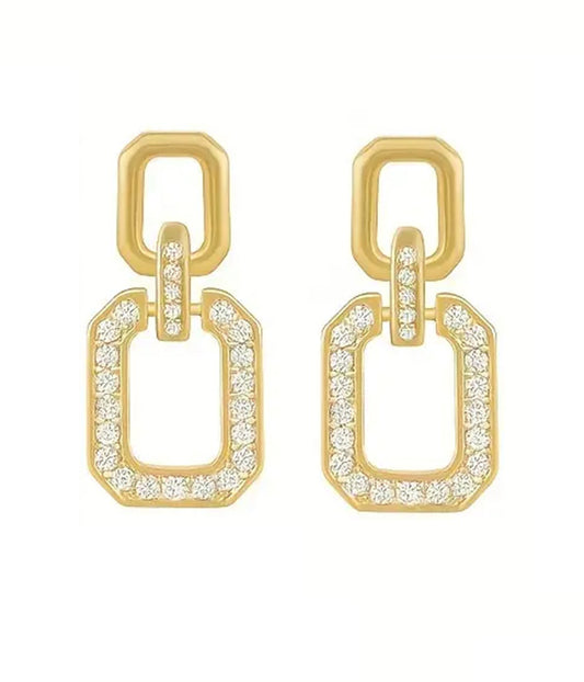 RHINESTONE SQUARE EARRING