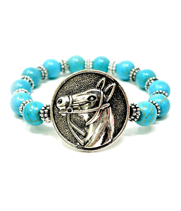 TURQUOISE BALL HORSE STRETCH BRACELET