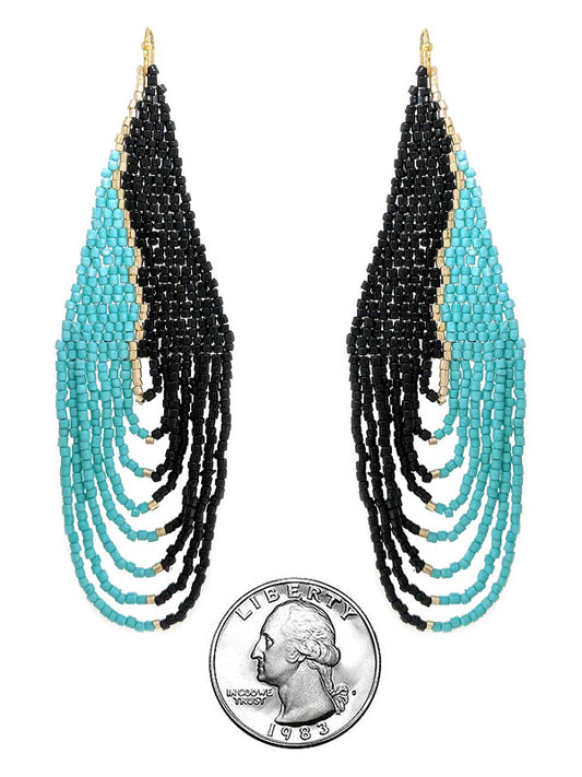 HANDMADE MULTI SEEDBEAD FRINGE EARRING