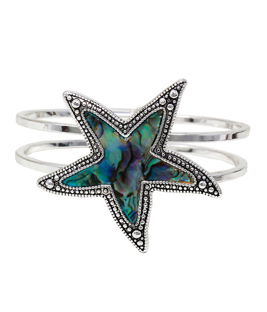 ABALONE HINGE BANGLE BRACELET - STARFISH