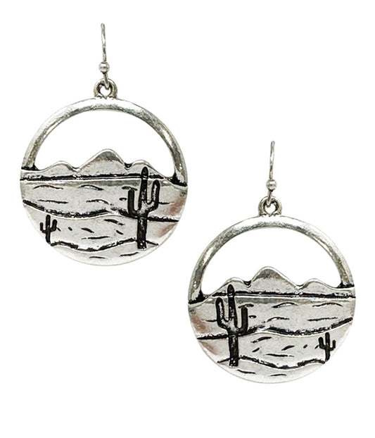 LANDSCAPE DISC EARRING - CACTUS