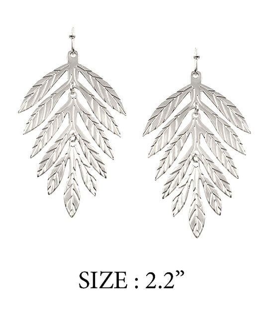 TEXTURED METAL LEAF EARRING