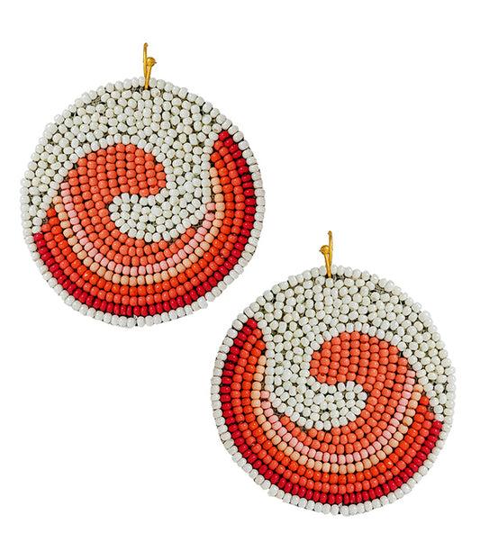 HANDMADE MULTI SEEDBEAD DISC EARRING - WAVE