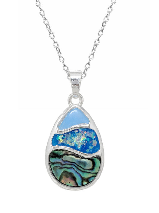 SEALIFE THEME EPOXY ABALONE NECKLACE - TEARDROP