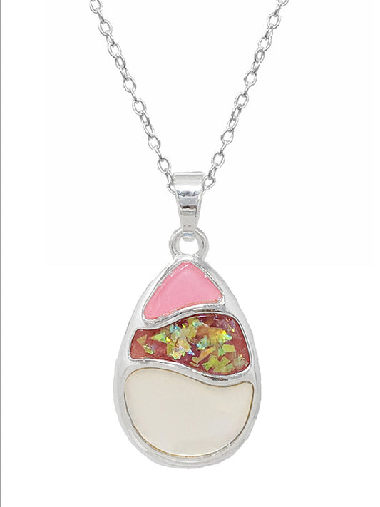 SEALIFE THEME EPOXY ABALONE NECKLACE - TEARDROP