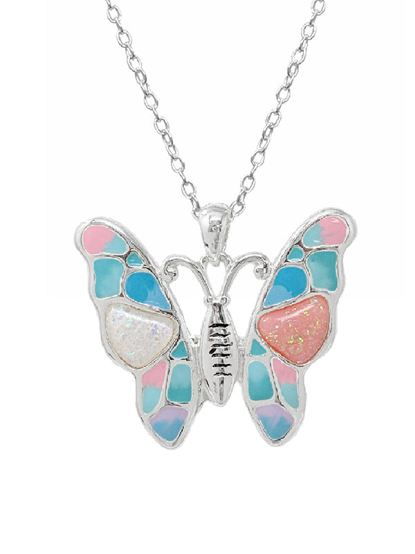 GARDEN THEME EPOXY OPAL NECKLACE -BUTTERFLY