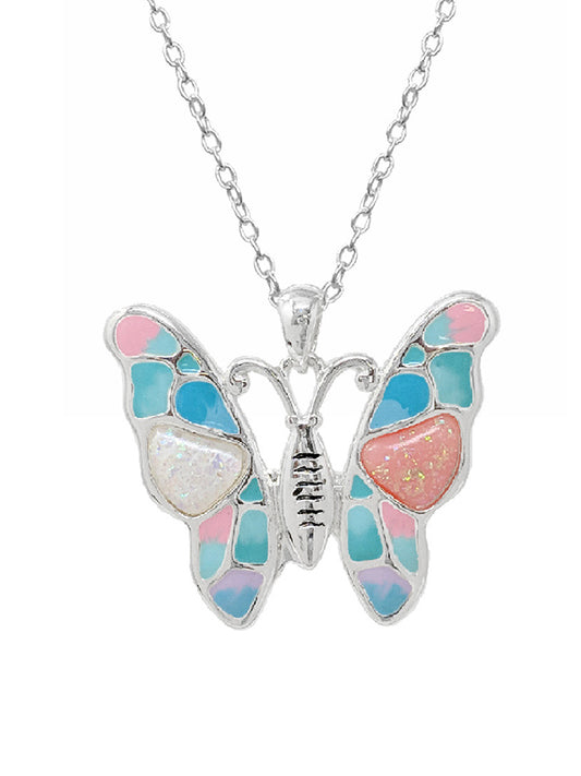 GARDEN THEME EPOXY OPAL NECKLACE -BUTTERFLY