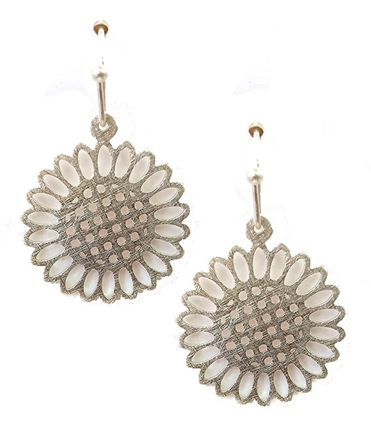 SCRATCH METAL SUNFLOWER EARRING - BRASS METAL