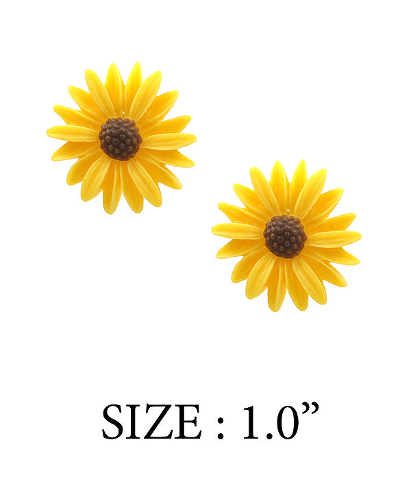 ACRYLIC SUNFLOWER STUD EARRING