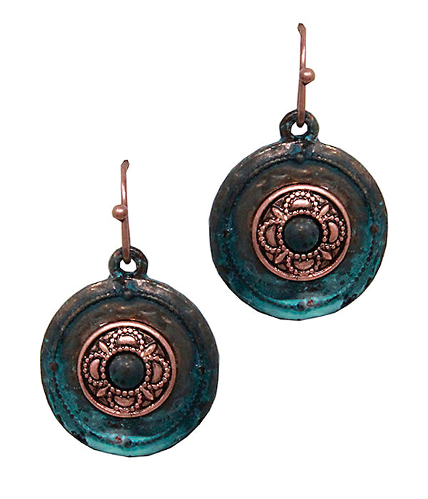 VINTAGE METAL DISC EARRING