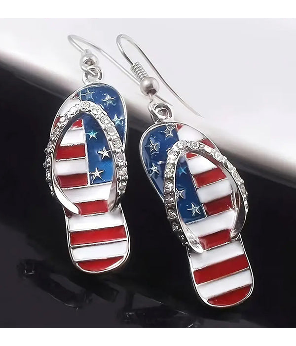 PATRIOTIC THEME AMERICAN FLAG FLIPFLOP EARRING