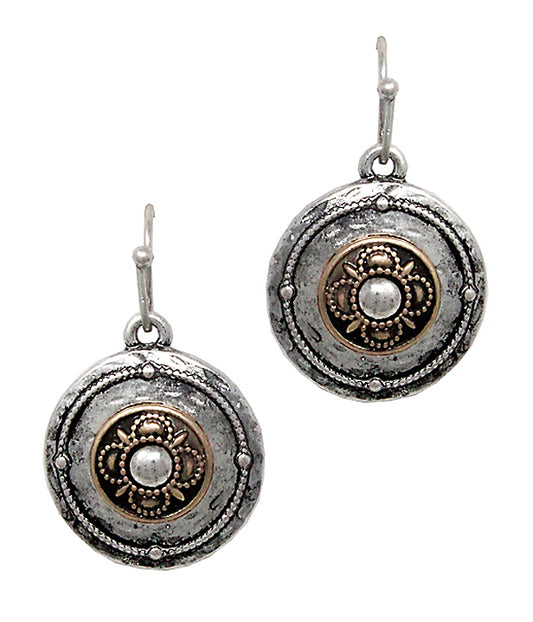 VINTAGE METAL DISC EARRING