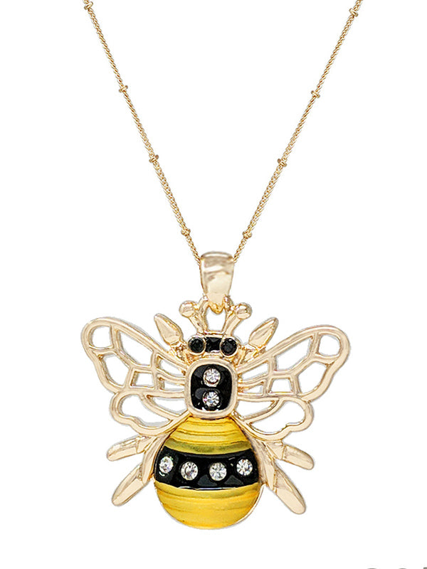 GARDEN THEME BUG PENDANT NECKLACE - BUMBLE BEE