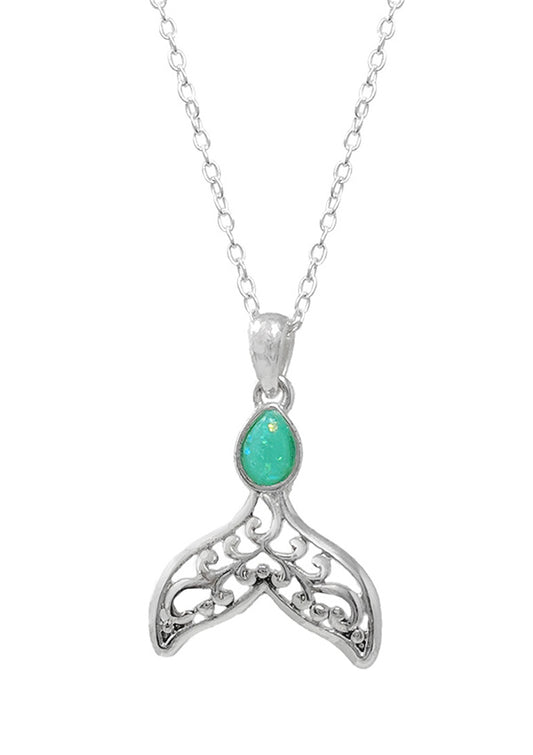 SEALIFE THEME OPAL FILIGREE NECKLACE - MERMAID TAIL
