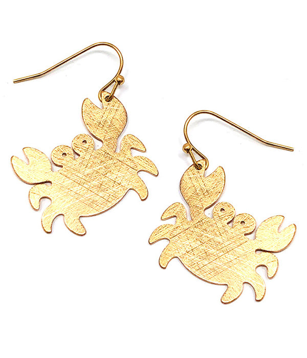 SCRATCH METAL CRAB EARRING - BRASS METAL