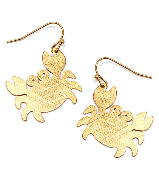 SCRATCH METAL CRAB EARRING - BRASS METAL