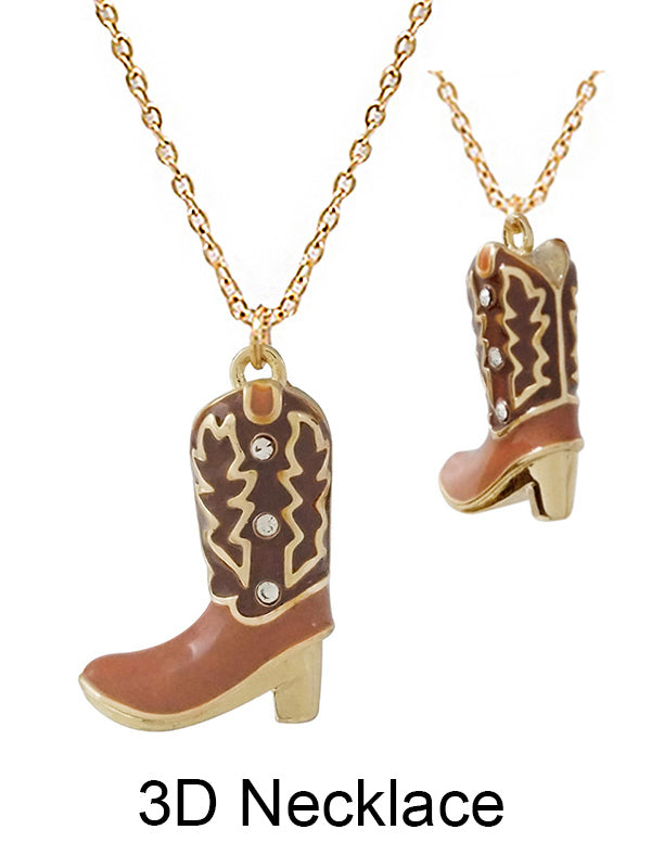 WESERN THEME 3D EPOXY PENDANT NECKLACE - COWBOY BOOT