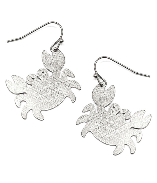 SCRATCH METAL CRAB EARRING - BRASS METAL