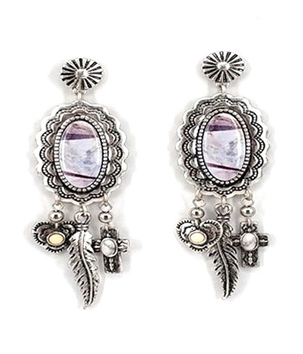 BOHEMIAN THEME MULTI CHARM DROP EARRING