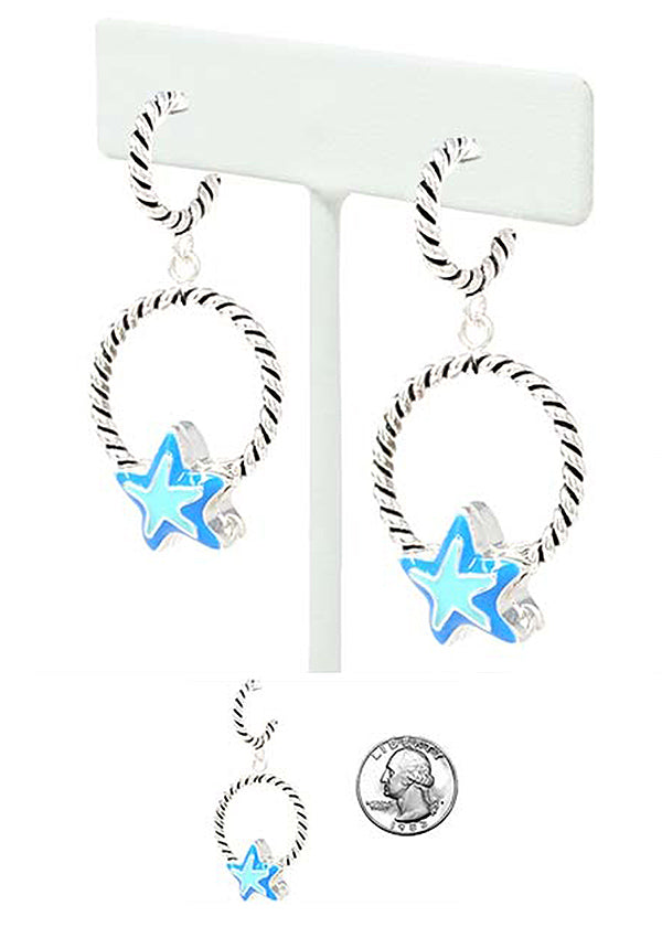 SEALIFE THEME ROPE HOOP EARRING - STARFISH