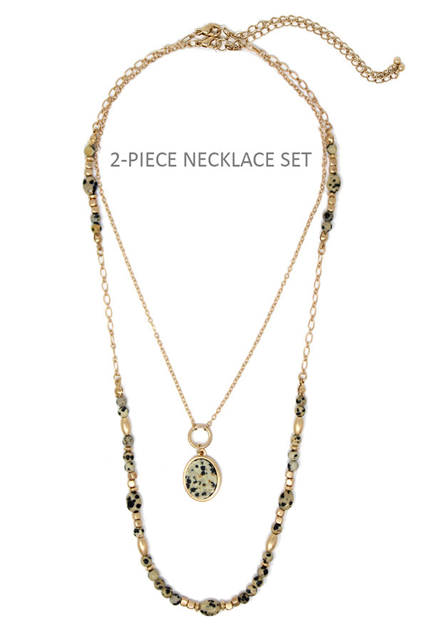 SEMI PRECIOUS STONE 2 PIECE NECKLACE SET