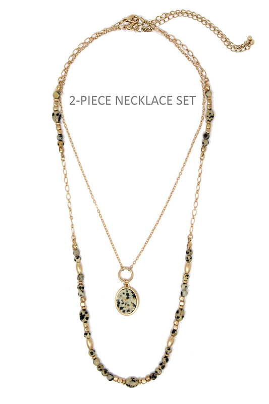 SEMI PRECIOUS STONE 2 PIECE NECKLACE SET