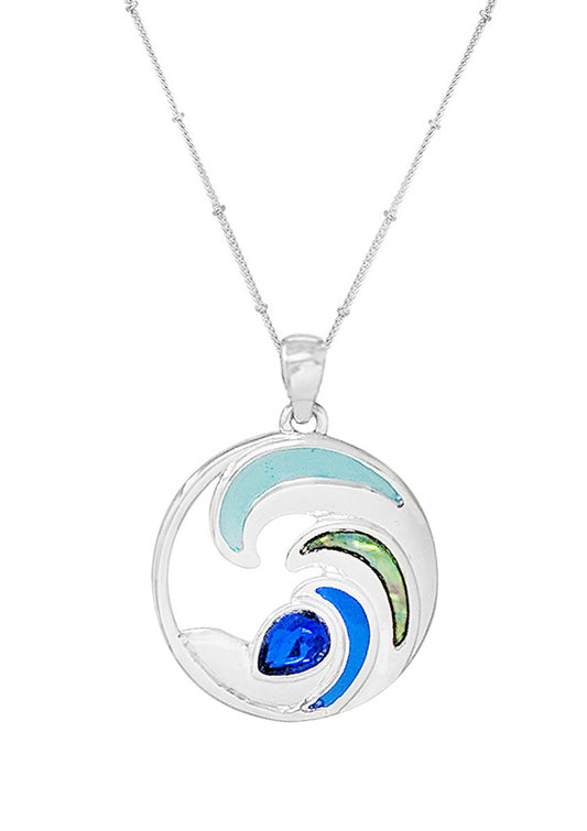 SEALIFE THEME EPOXY AND STONE NECKLACE - WAVE