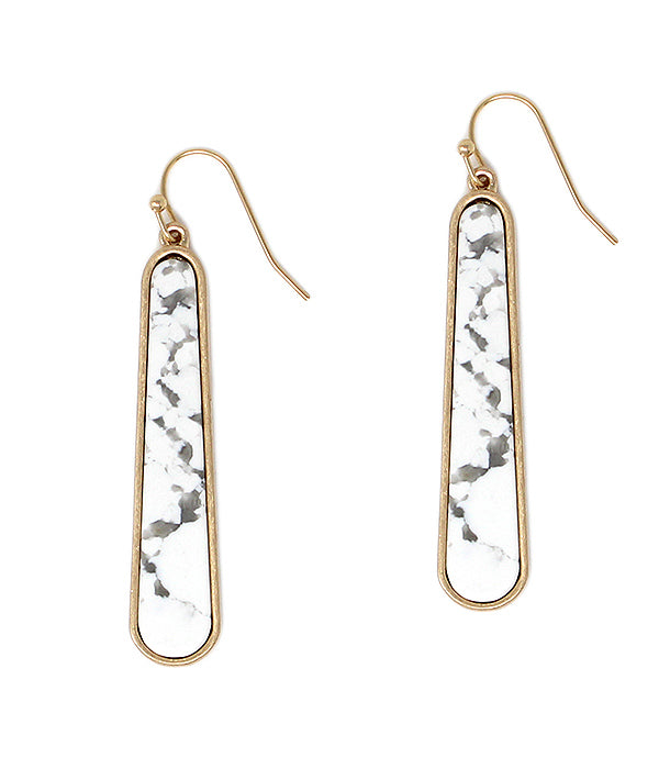 SEMI PRECIOUS STONE BAR DROP EARRING