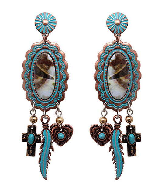 BOHEMIAN THEME MULTI CHARM DROP EARRING