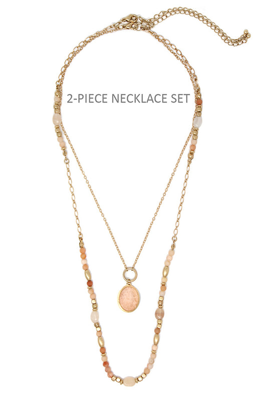 SEMI PRECIOUS STONE 2 PIECE NECKLACE SET