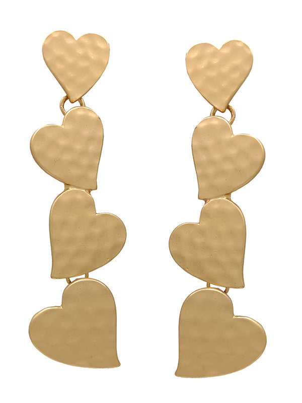 MULTI METAL HEART LINK DROP EARRING