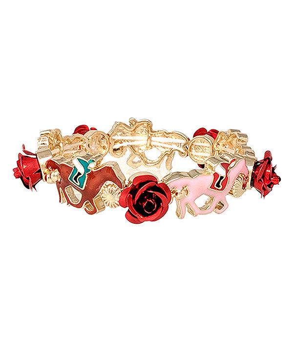 EPOXY HORSE AND ROSE STRETCH BRACELET