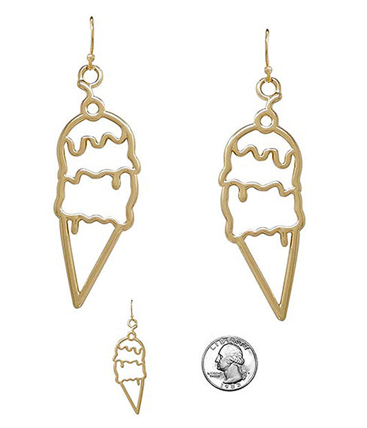 METAL WIRE ART ICE CREAM CONE EARRING